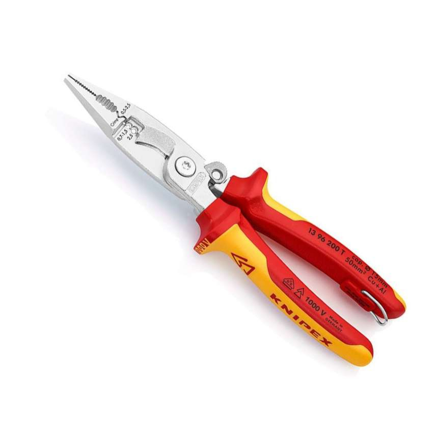 Levně Elektroinstalační kleště s připevňovacím okem Knipex 13 96 200 T (200 mm) 13 96 200 T