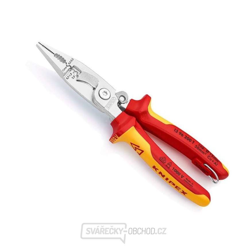 Elektroinstalační kleště s připevňovacím okem Knipex 13 96 200 T (200 mm)
