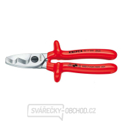 Kabelové nůžky 200 mm - 1000V. KNIPEX 95 17 200 - Chromováno, VDE - izolace ponorem v lázni Náhled