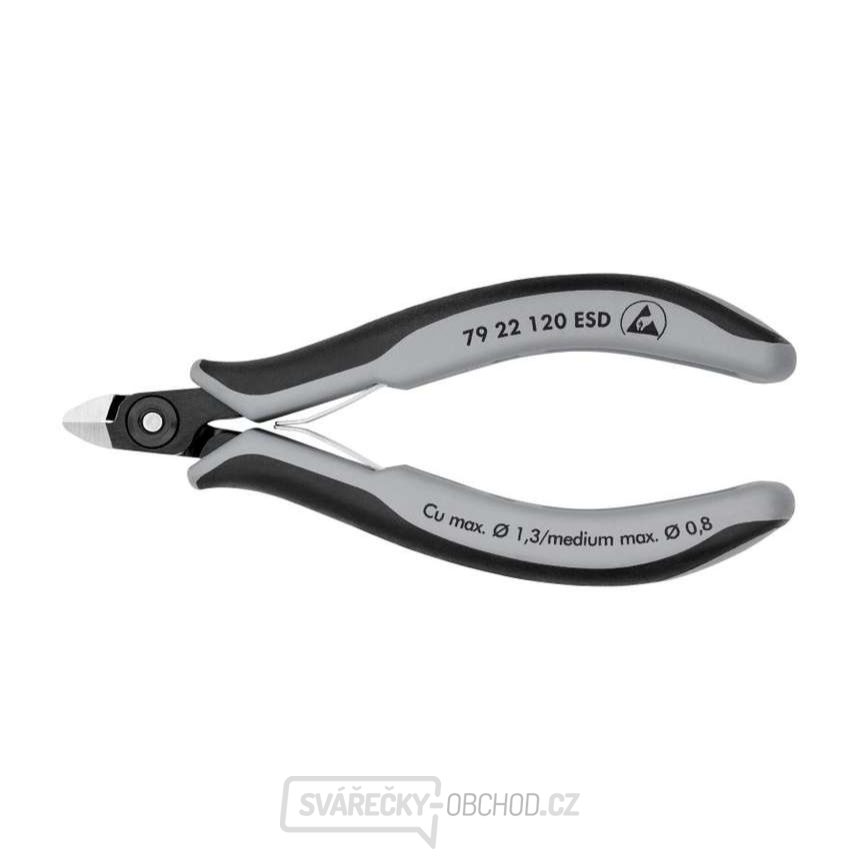 Přesné boční štípací kleště pro elektroniku 120 mm Knipex 79 22 120 ESD - leštěná hlava, vícesložkové návleky