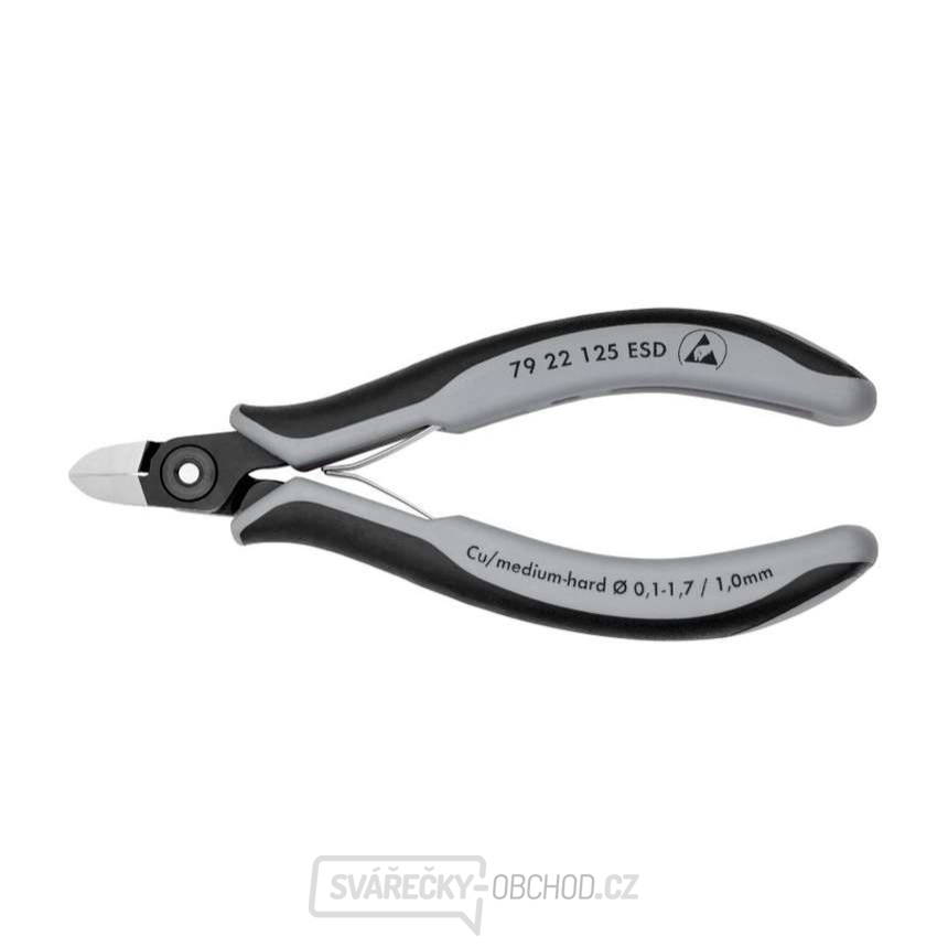 Přesné boční štípací kleště pro elektroniku 125 mm KNIPEX 79 22 125 ESD - leštěná hlava, vícesložkové návleky