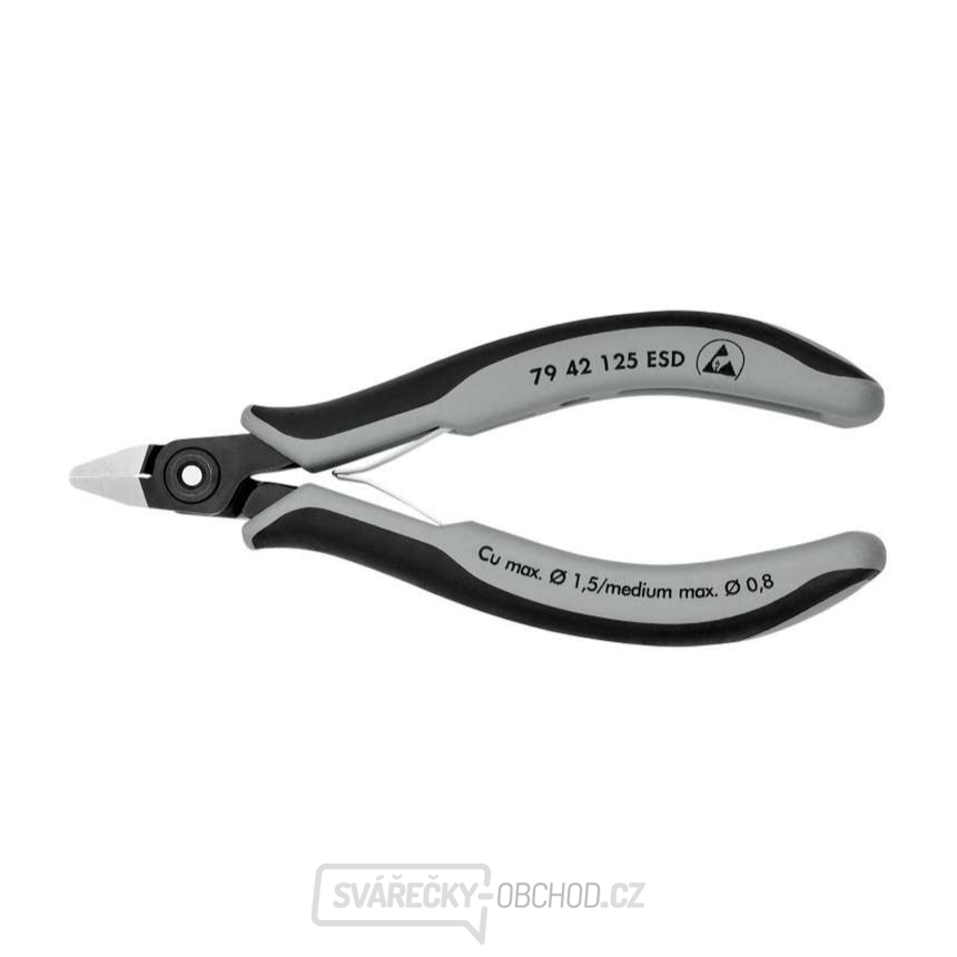 Přesné boční štípací kleště pro elektroniku 125 mm KNIPEX 79 42 125 ESD - leštěná hlava, vícesložkové návleky