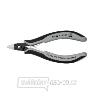 Přesné boční štípací kleště pro elektroniku 125 mm KNIPEX 79 42 125 ESD - leštěná hlava, vícesložkové návleky gallery main image