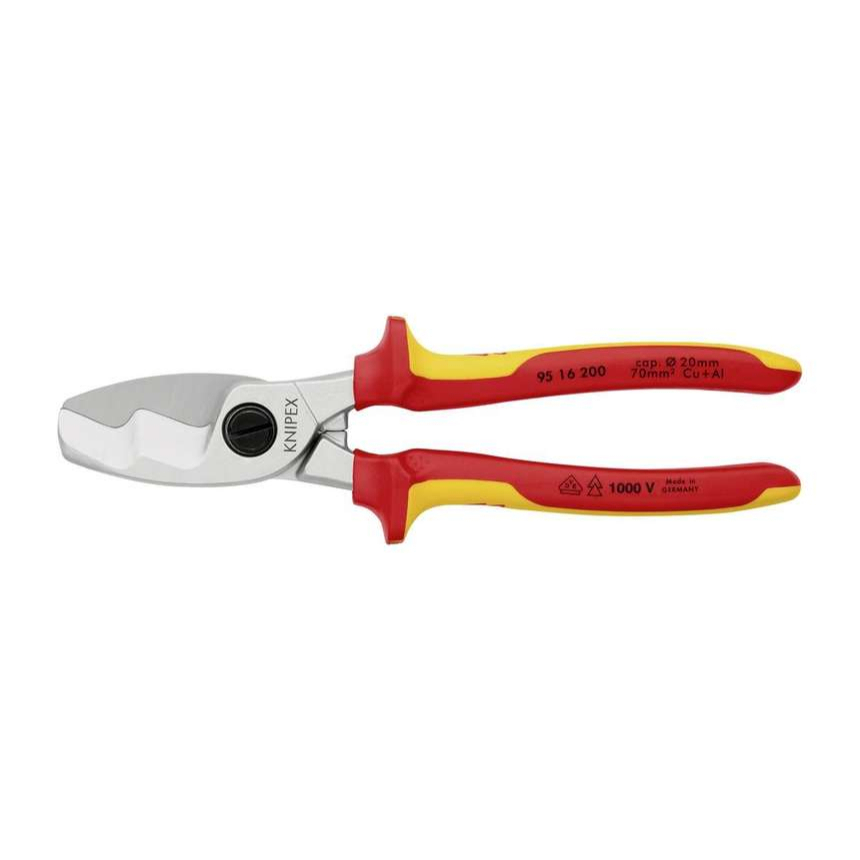 Levně Kabelové nůžky 200 mm, VDE 1000V. KNIPEX 95 16 200 - chromováno, vícesložkové návleky 95 16 200