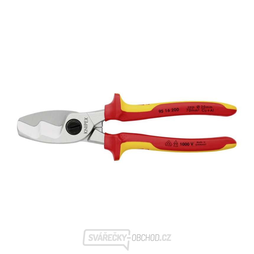 Kabelové nůžky 200 mm, VDE 1000V. KNIPEX 95 16 200 - chromováno, vícesložkové návleky