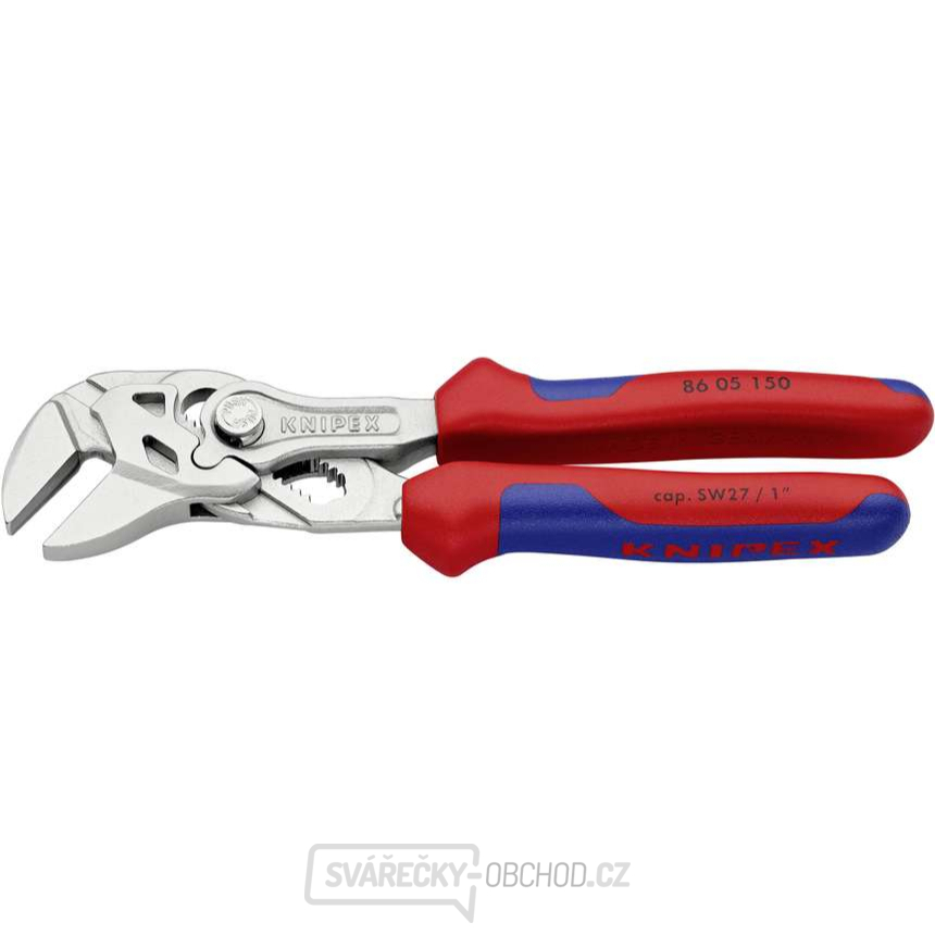Kleště, klešťový klíč 150 mm, Knipex 86 05 150 - chromováno, vícesložkové rukojeti