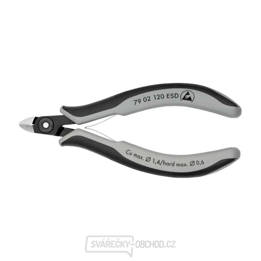 Přesné boční štípací kleště pro elektroniku 120 mm Knipex 79 02 120 ESD - leštěná hlava, vícesložkové návleky