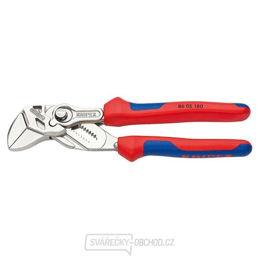 Kleště, klešťový klíč 180 mm, Knipex 86 05 180 - chromováno, vícesložkové návleky