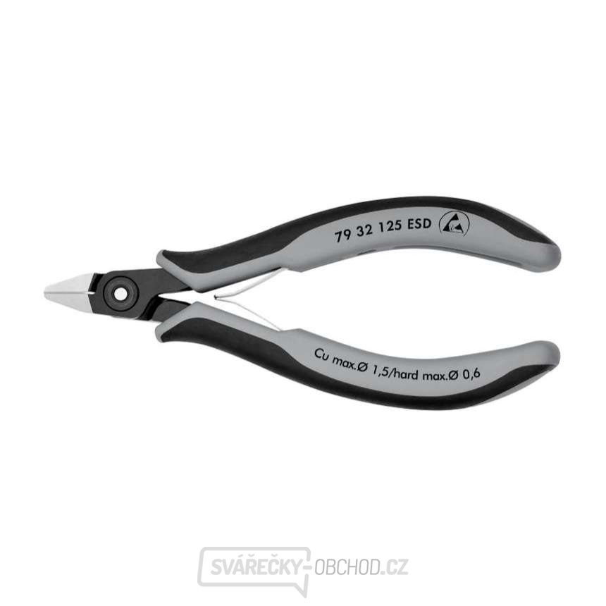 Přesné boční štípací kleště pro elektroniku 125 mm KNIPEX 79 32 125 ESD - leštěná hlava, vícesložkové návleky