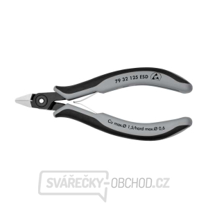Přesné boční štípací kleště pro elektroniku 125 mm KNIPEX 79 32 125 ESD - leštěná hlava, vícesložkové návleky gallery main image