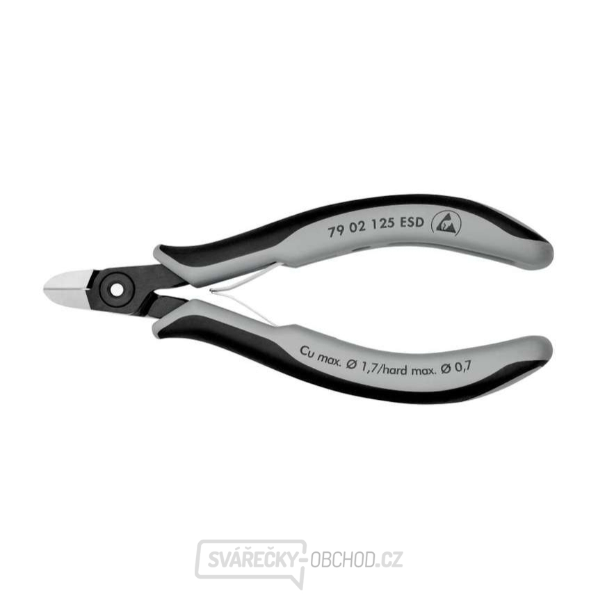 Přesné boční štípací kleště pro elektroniku 125 mm Knipex 79 02 125 ESD - leštěná hlava, vícesložkové návleky