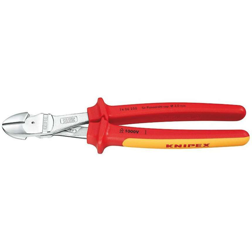 Silové boční štípací kleště 250 mm KNIPEX 74 06 250 - 1000V. Chromováno, vícesložkové návleky VDE 74 06 250
