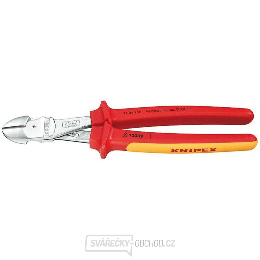 Silové boční štípací kleště 250 mm KNIPEX 74 06 250 - 1000V. Chromováno, vícesložkové návleky VDE