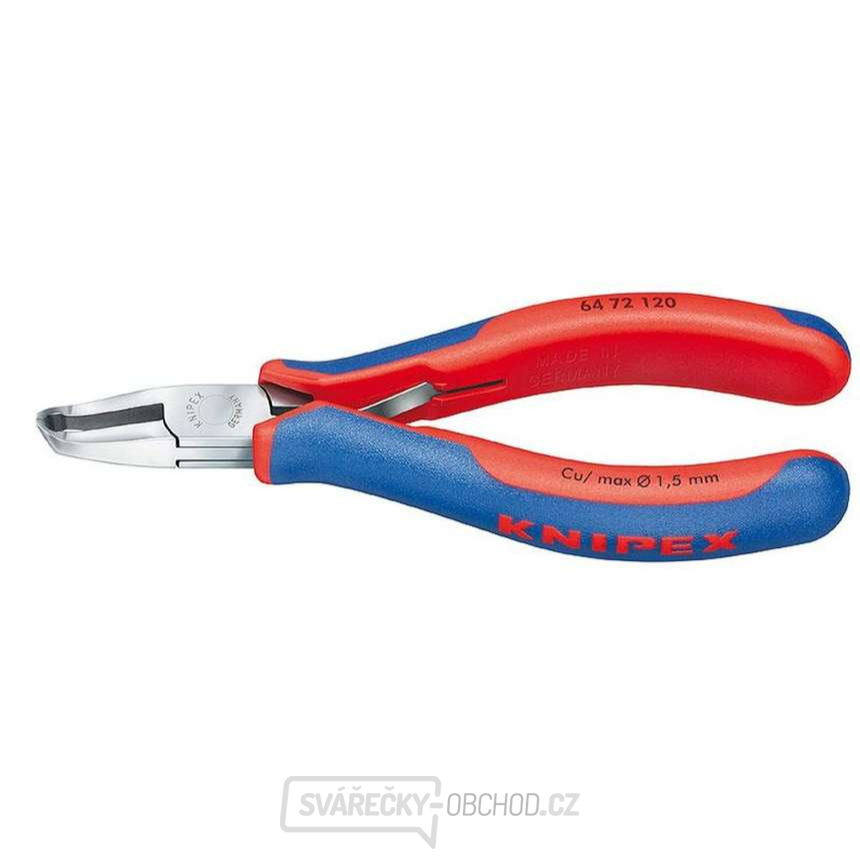 Čelní štípací kleště pro elektroniku 120 mm KNIPEX 64 72 120 - leštěná hlava, vícesložkové návleky