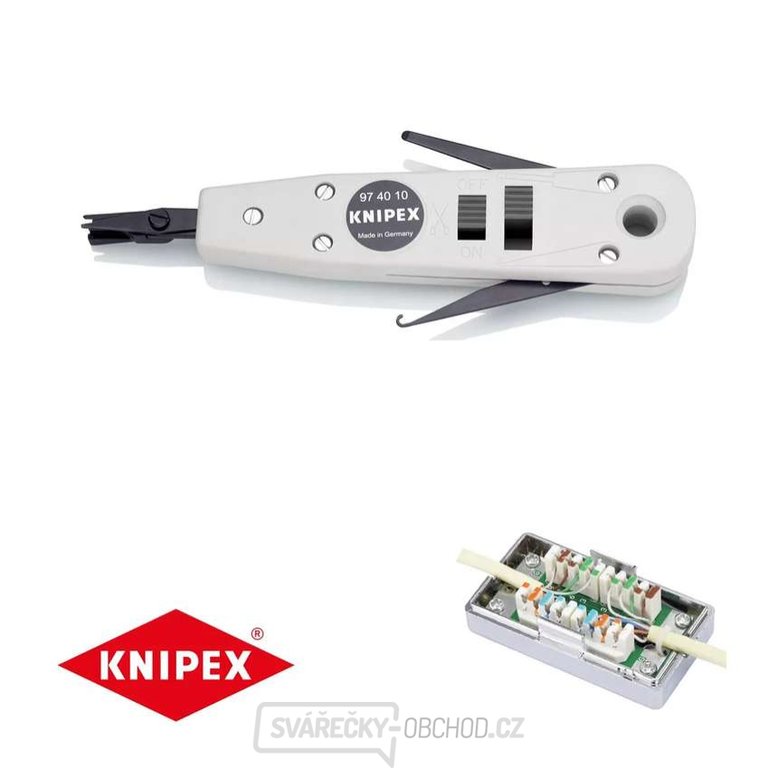 Konektorový narážecí nástroj Knipex 97 40 10 (pro kabely UTP a STP)
