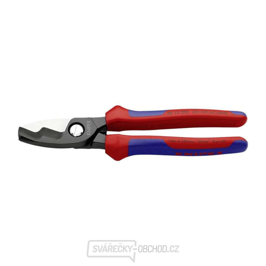 Kabelové nůžky 200 mm KNIPEX 95 12 200 - leštěná hlava, vícesložkové návleky