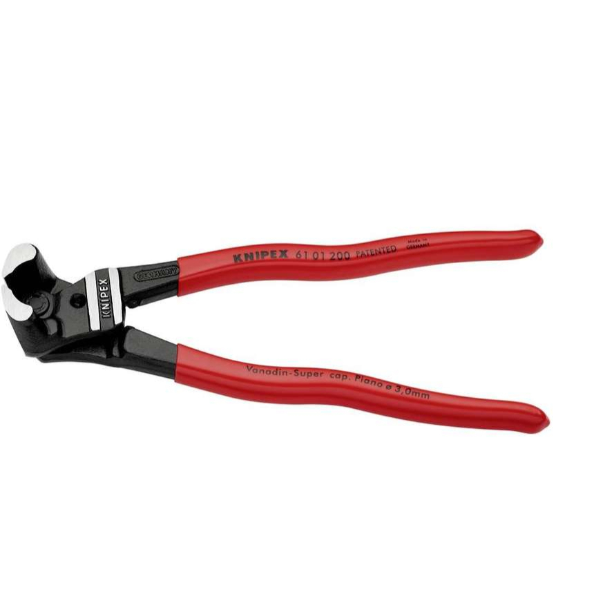 Čelní pákové štípací kleště na čepy 200 mm KNIPEX 61 01 200 - leštěná hlava, plastové návleky 61 01 200