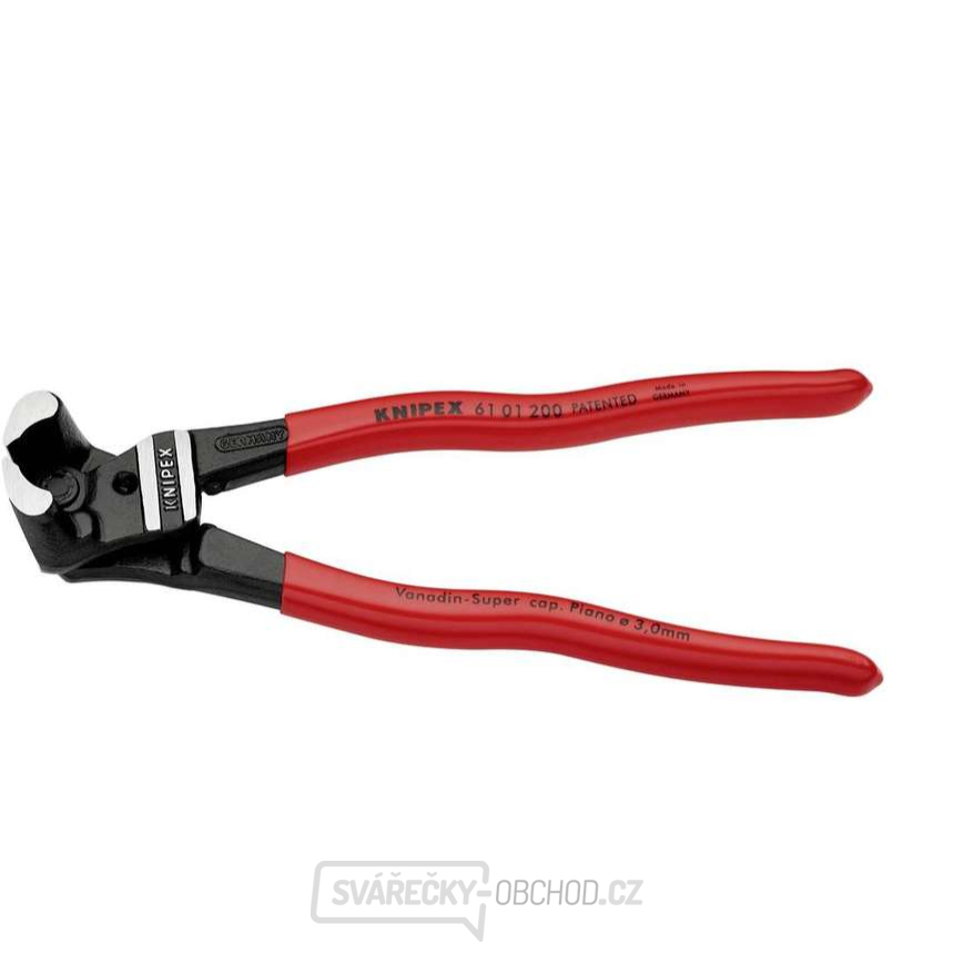 Čelní pákové štípací kleště na čepy 200 mm KNIPEX 61 01 200 - leštěná hlava, plastové návleky