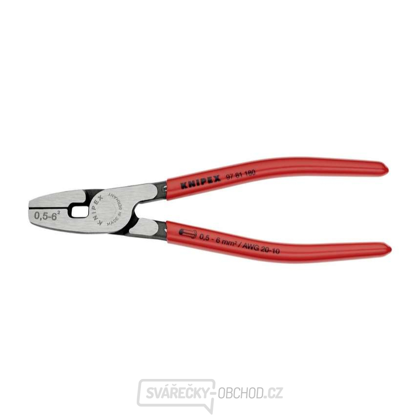Lisovací kleště na koncové dutinky 180 mm Knipex 97 81 180 S čelním zaváděním Lisovací kleště na koncové dutinky 180 mm Knipex 97 81 180 S čelním zaváděním gallery main image