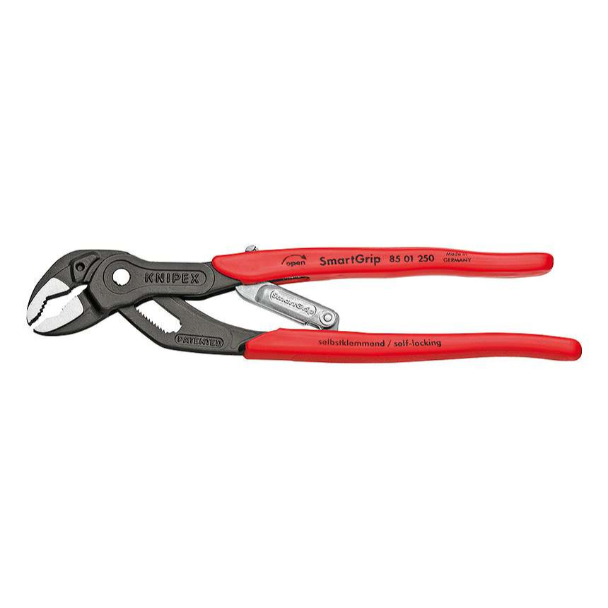 Kleště SmartGrip 250 mm s automatickým nastavením. Knipex 85 01 250 - DIN ISO 8976 - leštěná hlava, plastové návleky 85 01 250