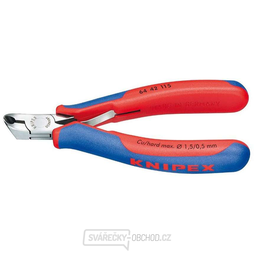 Čelní štípací kleště pro elektroniku 115 mm KNIPEX 64 42 115 - leštěná hlava, vícesložkové návleky