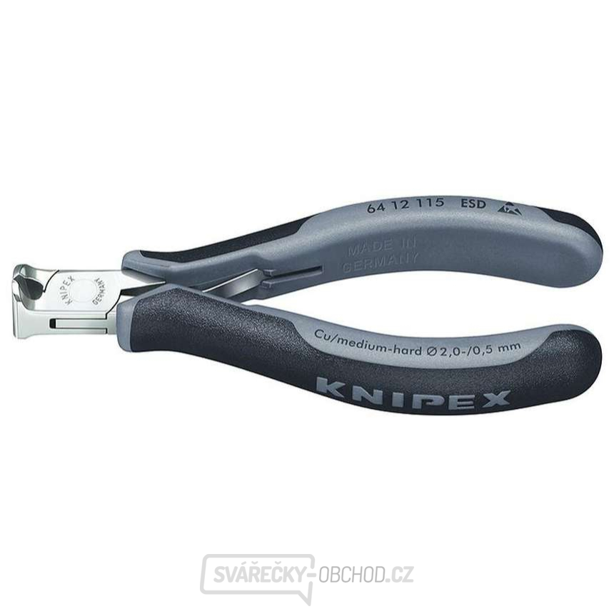 Čelní štípací kleště pro elektroniku 115 mm KNIPEX 64 12 115 ESD - leštěná hlava, vícesložkové návleky