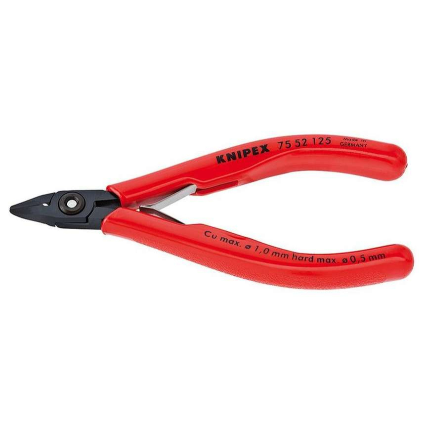 Boční štípací kleště pro elektroniku 125 mm KNIPEX 75 52 125 - leštěná hlava, vícesložkové návleky 75 52 125