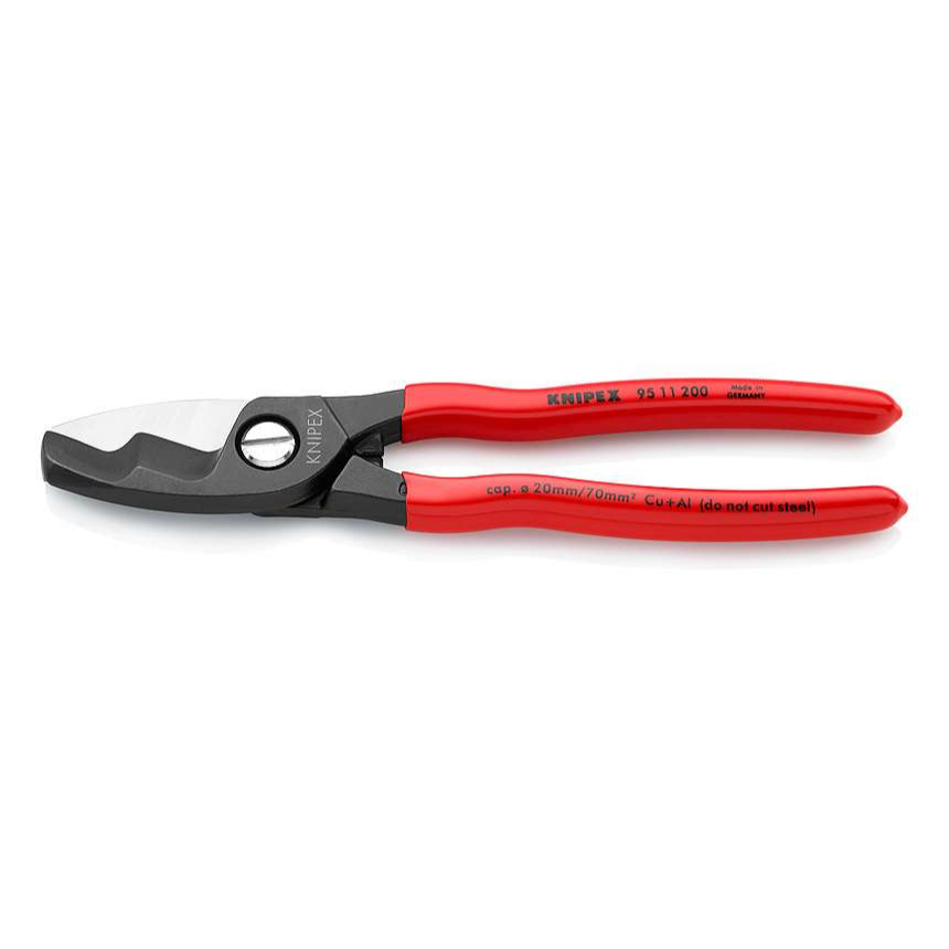 Levně Kabelové nůžky 200 mm KNIPEX 95 11 200 - leštěná hlava, plastové návleky 95 11 200