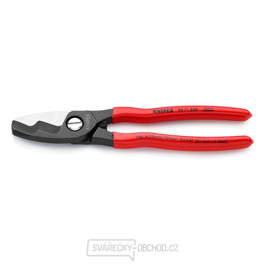 Kabelové nůžky 200 mm KNIPEX 95 11 200 - leštěná hlava, plastové návleky