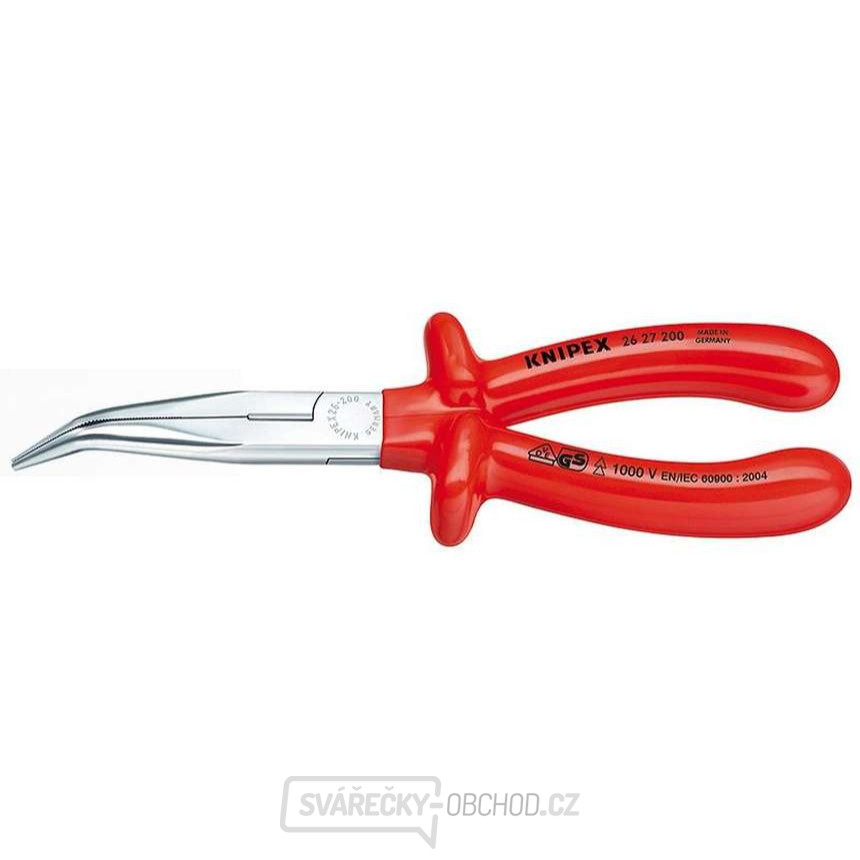 Půlkulaté kleště s břity (zobákovité) 200 mm KNIPEX 26 27 200 - 1000V. Chromováno, izolováno ponorem VDE