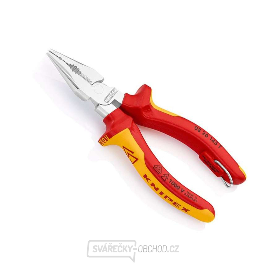Úzké kombinované kleště 145 mm s připevňovacím okem Knipex 08 26 145 T BK VDE