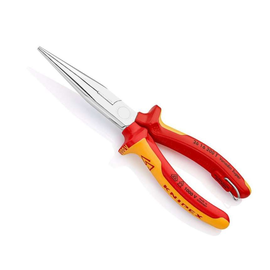 Půlkulaté kleště s břity Knipex 26 16 200 T - chromováno, vícesložkové návleky VDE (200 mm)