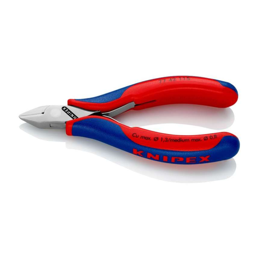 Boční štípací kleště pro elektroniku 115 mm Knipex 77 42 115 - leštěná hlava, vícesložkové návleky 77 42 115