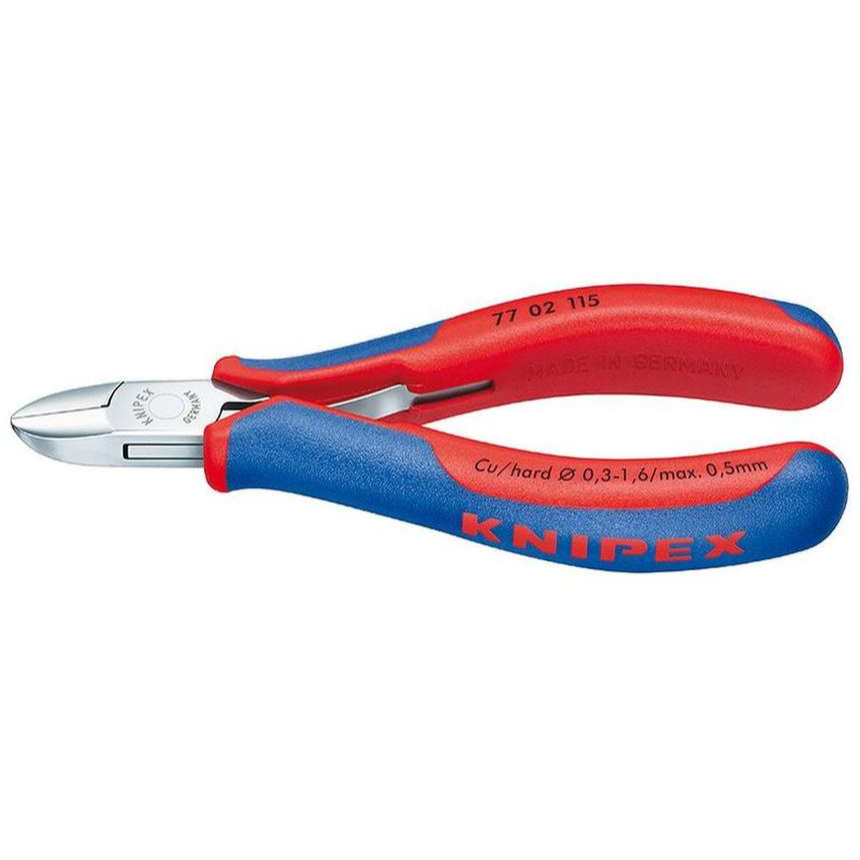 Boční štípací kleště pro elektroniku 130 mm KNIPEX 77 02 130 - leštěná hlava, vícesložkové návleky 77 02 130