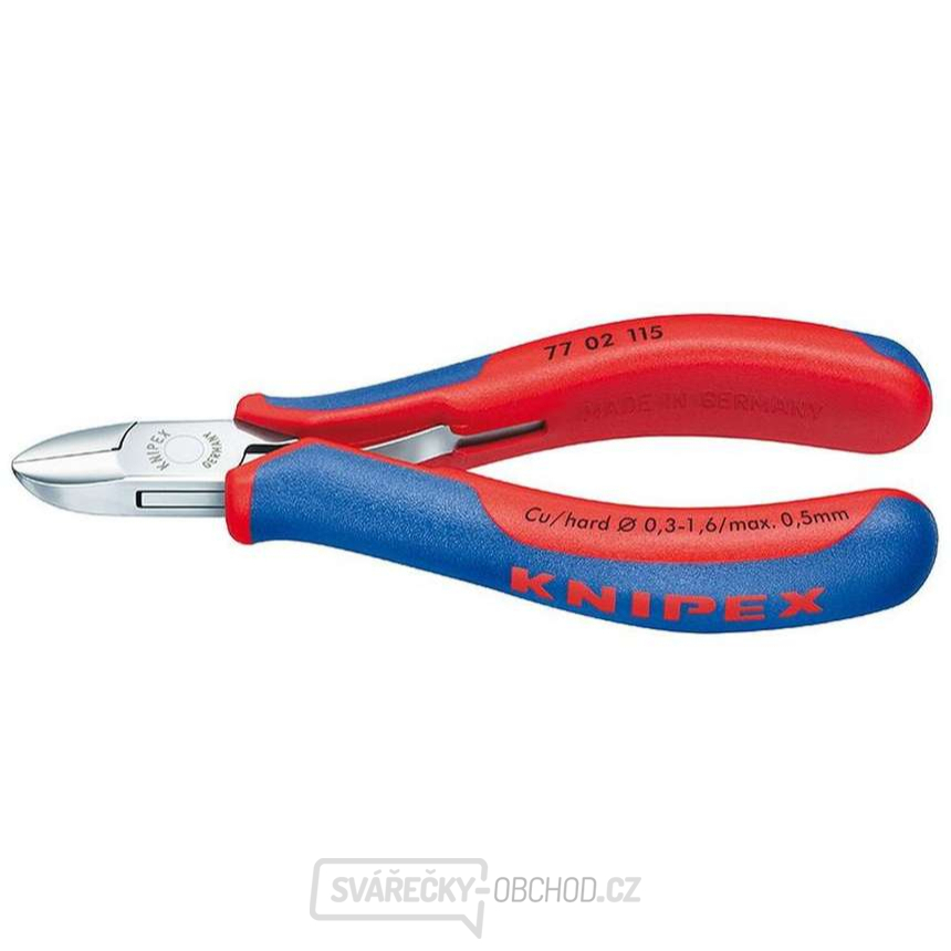 Boční štípací kleště pro elektroniku 130 mm KNIPEX 77 02 130 - leštěná hlava, vícesložkové návleky