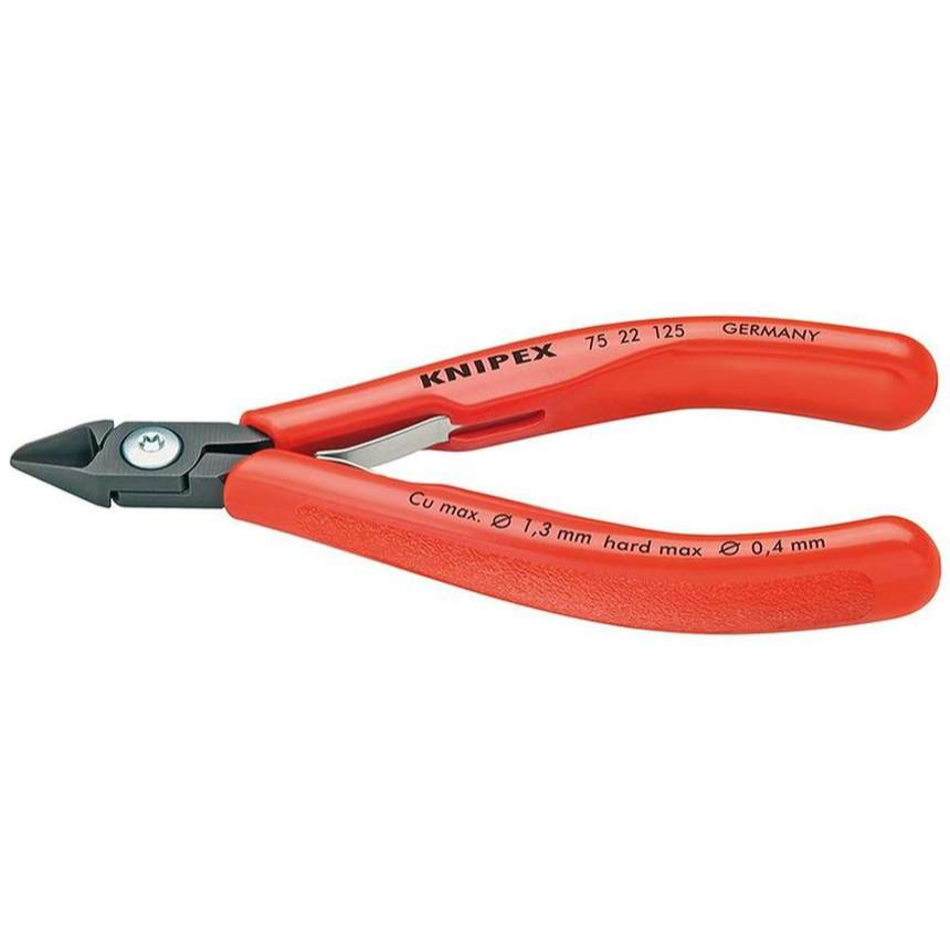 Boční štípací kleště pro elektroniku 125 mm KNIPEX 75 22 125 - leštěná hlava, vícesložkové návleky 75 22 125