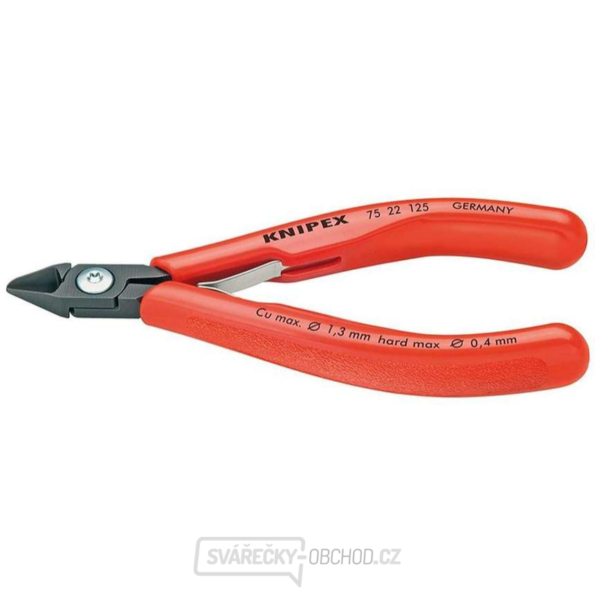 Boční štípací kleště pro elektroniku 125 mm KNIPEX 75 22 125 - leštěná hlava, vícesložkové návleky
