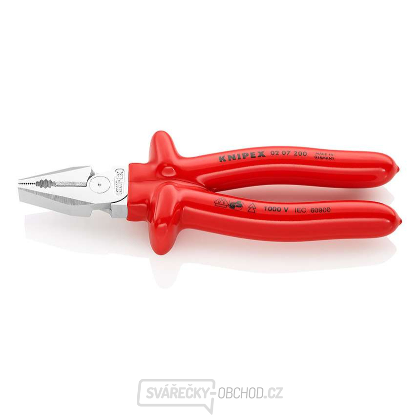 Silové kombinované kleště 200 mm - VDE 1000V. KNIPEX 02 07 200 - chromováno, izolováno ponorem