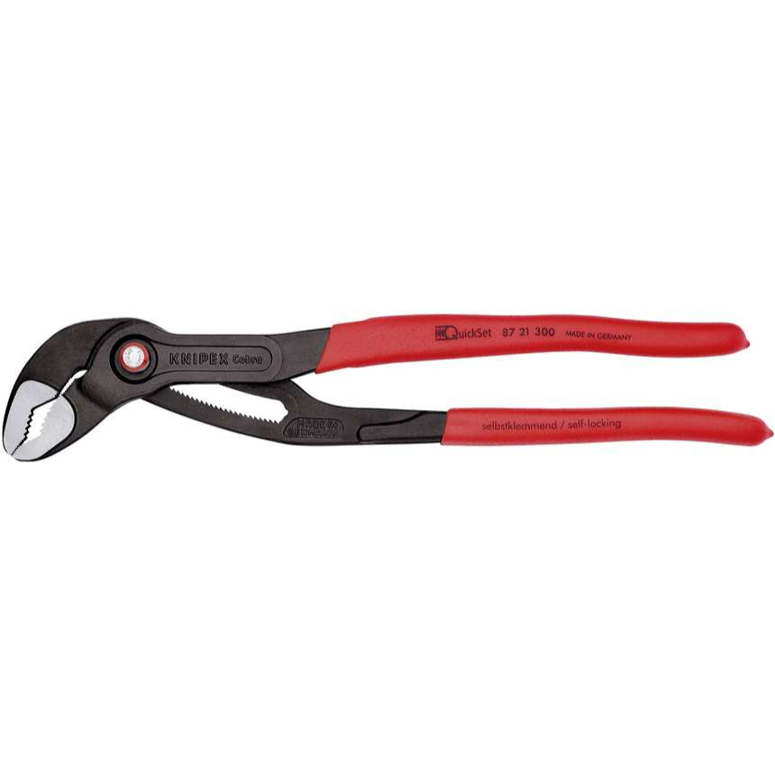 Kleště instalatérské KNIPEX Cobra QuickSet 87 21 300, 300 mm - leštěná hlava, protiskluzová rukojeť, černěné 87 21 300