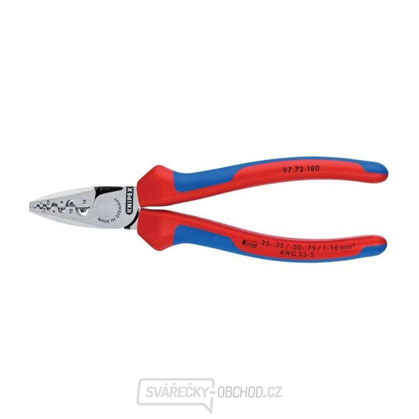 Lisovací kleště 180 mm na koncové dutinky Knipex 97 72 180