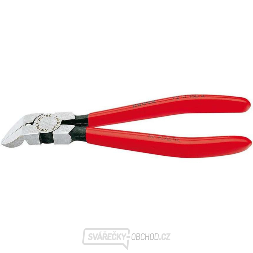 Boční štípací kleště na plasty v úhlu 45° 160 mm KNIPEX 72 11 160 - leštěná hlava, plastové návleky Boční štípací kleště na plasty v úhlu 45° 160 mm KNIPEX 72 11 160 - leštěná hlava, plastové návleky gallery main image