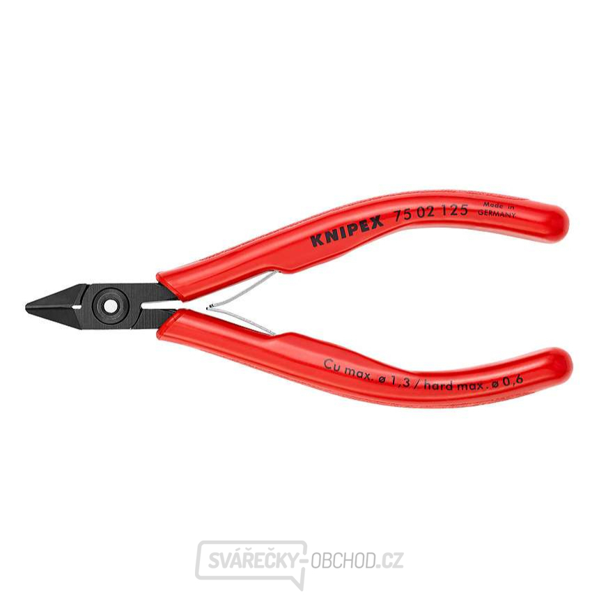 Boční štípací kleště pro elektroniku 125 mm KNIPEX 75 02 125 - leštěná hlava, vícesložkové návleky
