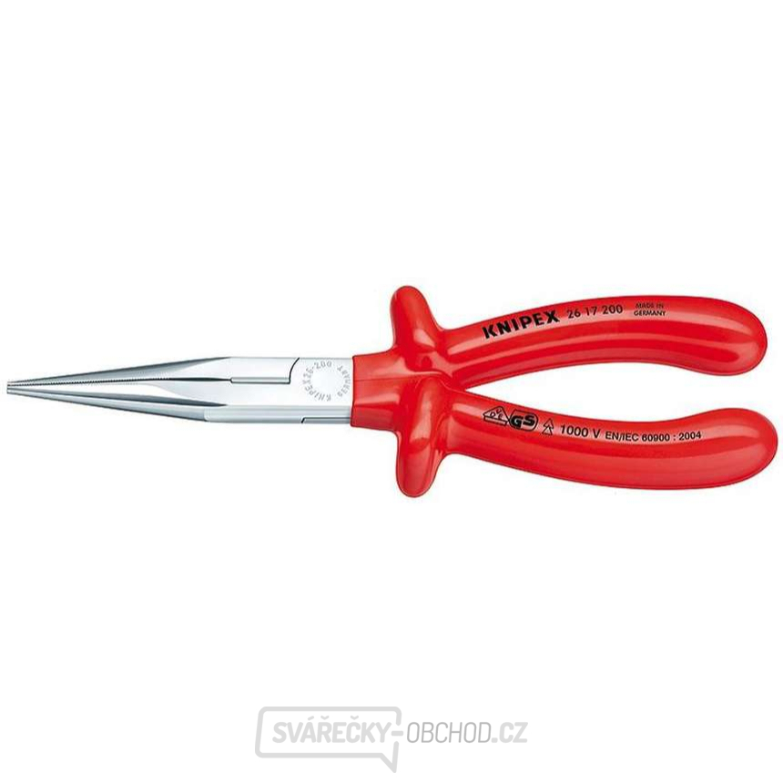 Půlkulaté kleště s břity (zobákovité) 200 mm - 1000V.  KNIPEX 26 17 200 - chromováno, izolováno ponorem VDE
