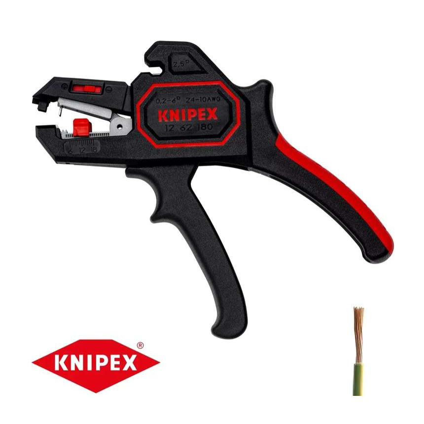 Levně Samonastavitelné kleště pro odizolování 180 mm. KNIPEX 12 62 180 - leštěná hlava, vícesložkové návleky 12 62 180