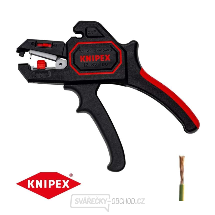 Samonastavitelné kleště pro odizolování 180 mm. KNIPEX 12 62 180 - leštěná hlava, vícesložkové návleky