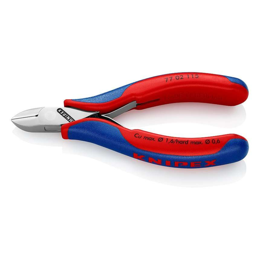 Boční štípací kleště pro elektroniku 115 mm KNIPEX 77 02 115 - leštěná hlava, vícesložkové návleky 77 02 115