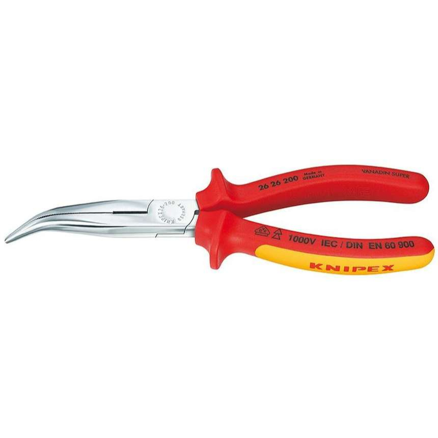 Půlkulaté kleště s břity (zobákovité) 200 mm KNIPEX 26 26 200 - 1000V. Chromováno, vícesložkové návleky VDE