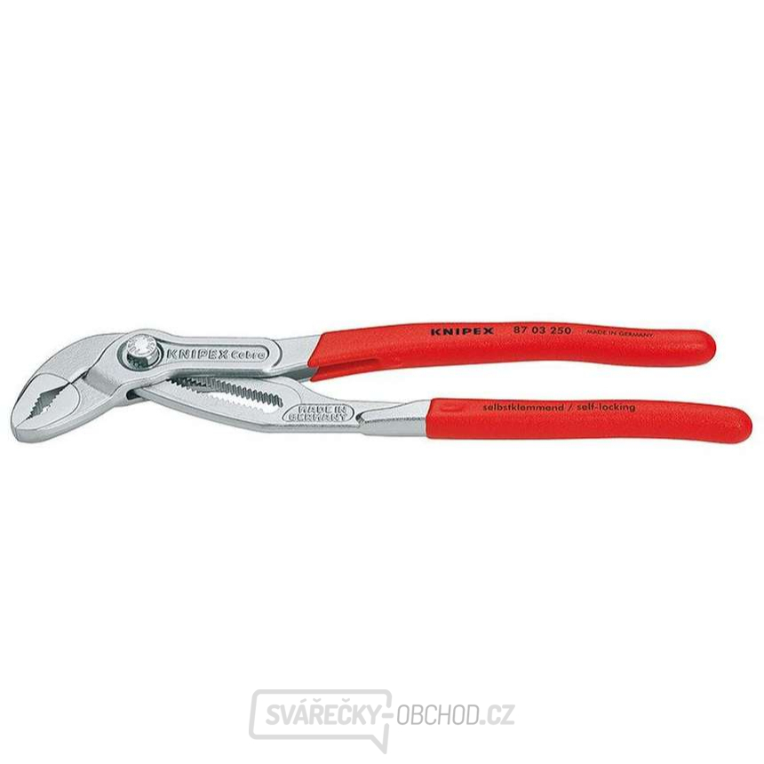 Kleště na trubky Cobra 250 mm KNIPEX 87 03 250 DIN ISO 8976. Chromováno, plastové návleky