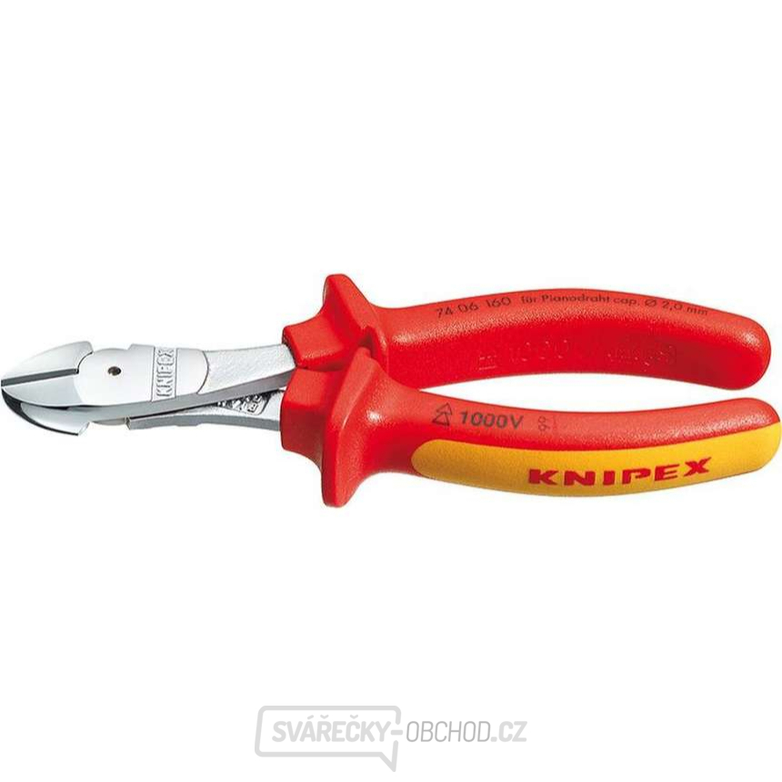 Silové boční štípací kleště 160 mm - 1000V. KNIPEX 74 06 160 - chromováno, vícesložkové návleky VDE