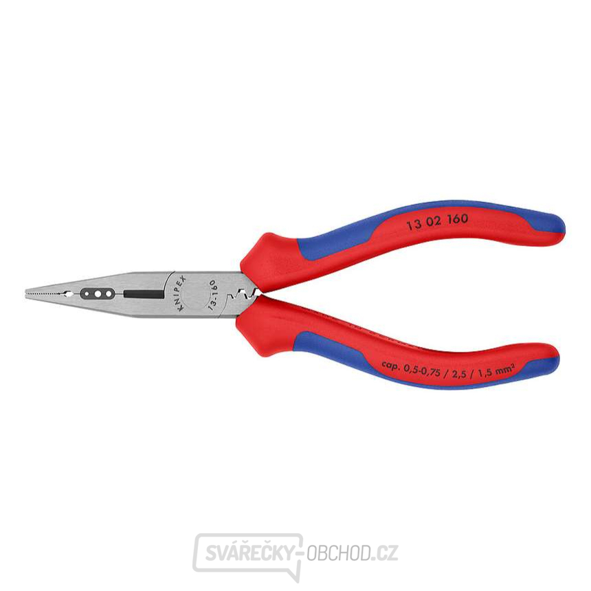 Elektrikářské kleště 160 mm pro uchopení, odizolování a stříhání - KNIPEX 13 02 160 - leštěná hlava, vícesložkové návleky